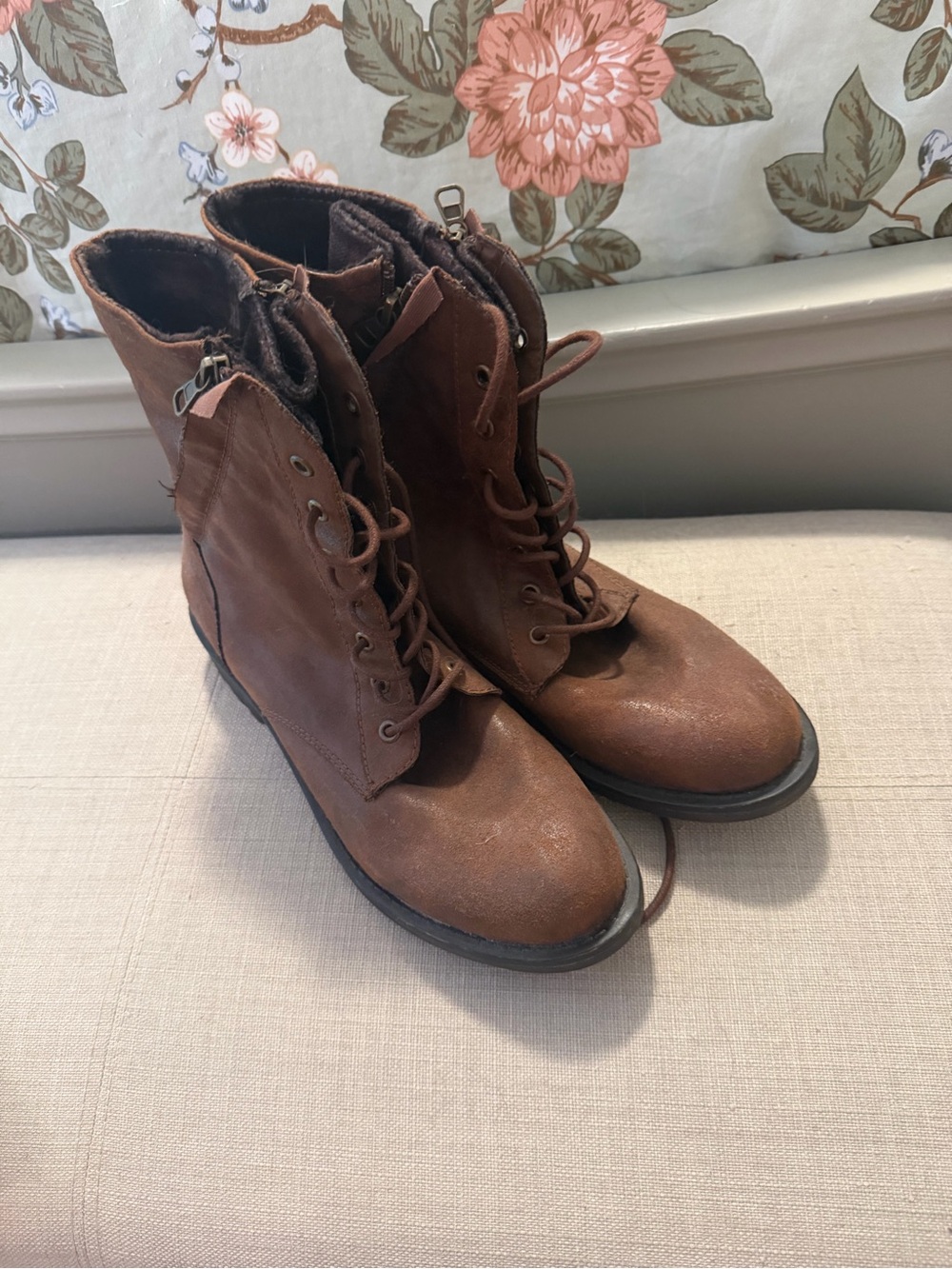 Brown Lace-Up Combat Boots